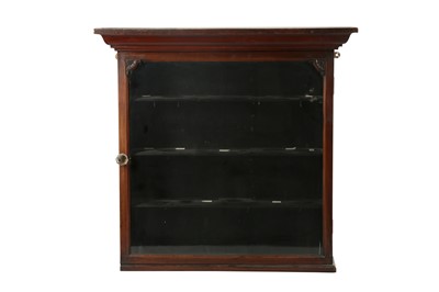 Lot 213 - DISPLAY CABINET: A WALNUT WALL HANGING DISPLAY CABINET, LATE 19TH/EARLY 20TH  CENTURY