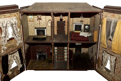 Lot 157 - DOLLS: A LARGE GEORGIAN STYLE DOLLS HOUSE,  20TH CENTURY AND EARLIER