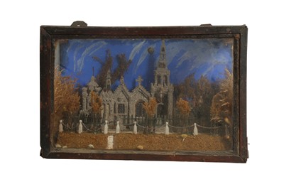 Lot 256 - DIORAMA: AN ENGLISH DIORAMA OF A GOTHIC MANSION, POSSIBLY 19TH CENTURY