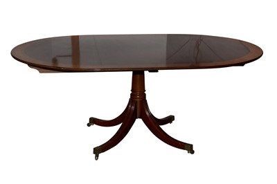 Lot 20 - A REGENCY STYLE MAHOGANY D END EXTENDING DINING TABLE, LATE 20TH CENTURY