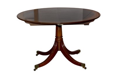 Lot 147 - A REGENCY STYLE MAHOGANY D END EXTENDING DINING TABLE, LATE 20TH CENTURY