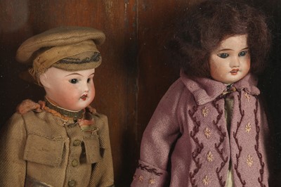 Lot 171 - DOLLS: TWO CONTINENTAL BISQUE HEAD DOLLS, PROBABLY GERMAN, EARLY 20TH CENTURY