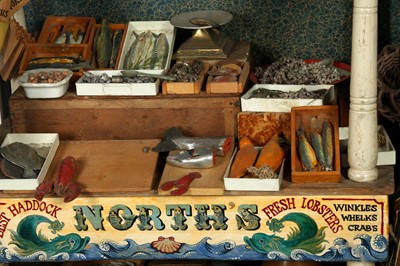 Lot 258 - DIORAMA: A DIORAMA OF A FISH SHOP MARKET STALL ENTITLED NORTH'S FRESH LOBSTERS, 20TH CENTURY