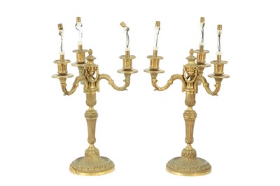 Lot 296 - A PAIR OF LOUIS XVI STYLE BRONZE CANDLESTICKS, EARLY 20TH CENTURY