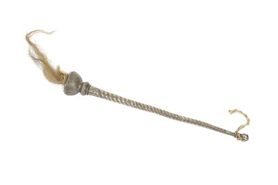 Lot 370 - A FLY WHISK WITH SILVER HANDLE