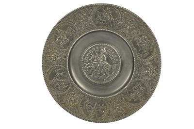 Lot 356 - A FRENCH PEWTER COMMEMORATIVE DISH