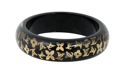 Lot 356 - Louis Vuitton Black and Gold Inclusion Resin Bangle