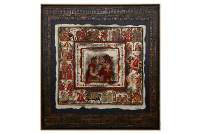 Lot 300 - AN INDIAN OIL ON CANVAS, LATE 20TH CENTURY
