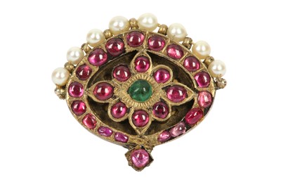 Lot 241 - A PEARL, RUBY AND SPINEL-ENCRUSTED RING