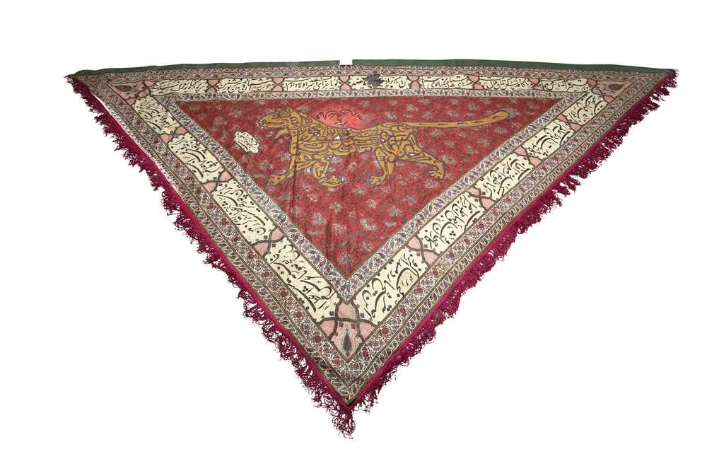 Lot 387 - A PROCESSIONAL KALAMKARI SHI'A BANNER FOR ASHURA COMMEMORATIONS