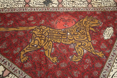 Lot 387 - A PROCESSIONAL KALAMKARI SHI'A BANNER FOR ASHURA COMMEMORATIONS