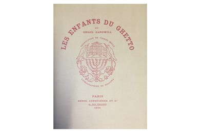 Lot 1602 - Limited Editions.- Zangwill (Israël) Les enfants du ghetto, 1925