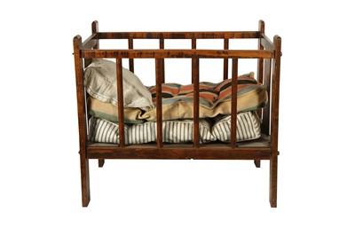 Lot 187 - DOLLS: A FRENCH WROUGHT IRON DOLLS CAMPAIGN STYLE BED, LATE 19TH/EARLY 20TH CENTURY
