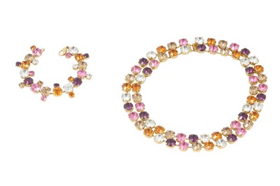 Lot 163 - Swarovski Rose Fushsia Rivoli Crystal Necklace and Bracelet Set