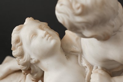 Lot 123 - FELIX MARTIN MILLER (ENGLISH, 1843-1923): A MARBLE FIGURAL GROUP OF TWO YOUTHS