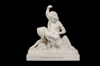 Lot 123 - FELIX MARTIN MILLER (ENGLISH, 1843-1923): A MARBLE FIGURAL GROUP OF TWO YOUTHS