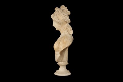 Lot 136 - ADOLFO CIPRIANI (ITALIAN, ACTIVE 1880-1930): A LATE 19TH CENTURY ALABASTER BUST OF A MAIDEN