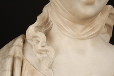Lot 136 - ADOLFO CIPRIANI (ITALIAN, ACTIVE 1880-1930): A LATE 19TH CENTURY ALABASTER BUST OF A MAIDEN