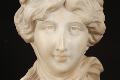 Lot 136 - ADOLFO CIPRIANI (ITALIAN, ACTIVE 1880-1930): A LATE 19TH CENTURY ALABASTER BUST OF A MAIDEN