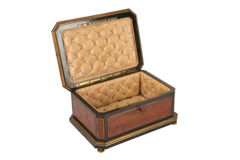 Lot 189 - PAUL SORMANI (FRENCH, 1817-1877): A BURR WALNUT AND CUT BRASS CASKET CIRCA 1860