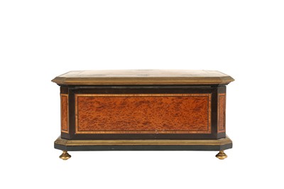 Lot 189 - PAUL SORMANI (FRENCH, 1817-1877): A BURR WALNUT AND CUT BRASS CASKET CIRCA 1860