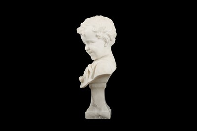 Lot 460 - A LATE 19TH / EARLY 20TH CENTURY ITALIAN CARVED ALABASTER BUST OF A CHILD