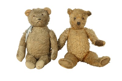 Lot 203 - TOYS: TWO LARGE PLUSH TEDDY BEARS, EARLY/MID 20TH CENTURY