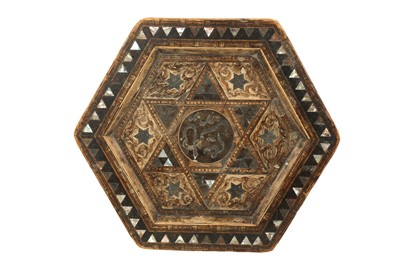Lot 338 - λ A SMALL MOTHER-OF-PEARL-INLAID HARDWOOD OCCASIONAL TABLE