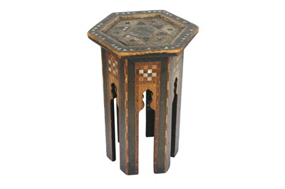 Lot 338 - λ A SMALL MOTHER-OF-PEARL-INLAID HARDWOOD OCCASIONAL TABLE