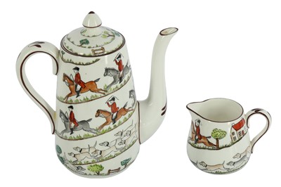 Lot 126 - A CROWN STAFFORDSHIRE 'THE HUNT' COFFEE SET
