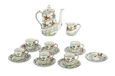 Lot 35 - A CROWN STAFFORDSHIRE 'THE HUNT' COFFEE SET