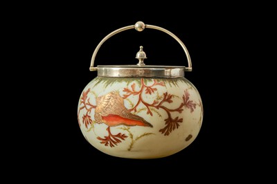 Lot 182 - A 19TH CENTURY BURMESE WARE GLASS BISCUIT BARREL IN THE MANNER OF THOMAS WEBB