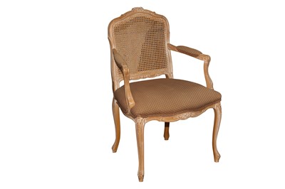 Lot 153 - A FRENCH LOUIS XV STYLE LIMED BEECH FAUTEUIL, LATE 20TH CENTURY