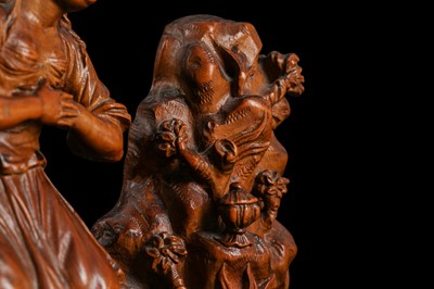 Lot 4 - A 17TH CENTURY SOUTH GERMAN CARVED BOXWOOD FIGURE OF THE PENITENT MAGDALENE