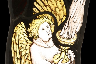 Lot 18 - TWO ENGLISH MID 15TH CENTURY STYLE STAINED GLASS PANELS OF ANGELS
