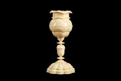 Lot 12 - A 17TH CENTURY GERMAN TURNED IVORY CUP