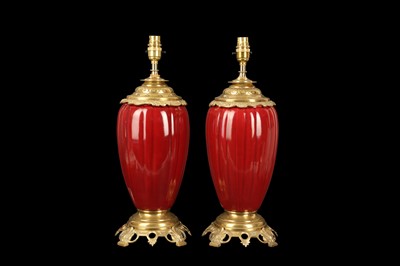 Lot 82 - A PAIR OF SANG DE BOEUF STYLE LAMP BASES