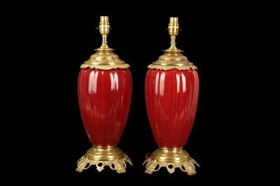 Lot 82 - A PAIR OF SANG DE BOEUF STYLE LAMP BASES