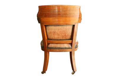Lot 219 - ROYAL INTEREST: A 19TH CENTURY MAHOGANY LIBRARY CHAIR STAMPED WITH BUCKINGHAM PALACE INVENTORY NO.