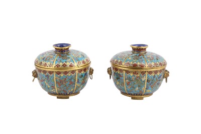 Lot 227 - A PAIR OF CHINESE CLOISONNÉ ENAMEL POTICHE AND COVERS.
