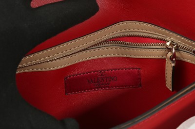 Lot 212 - Valentino Beige Rockstud Flap Clutch Bag