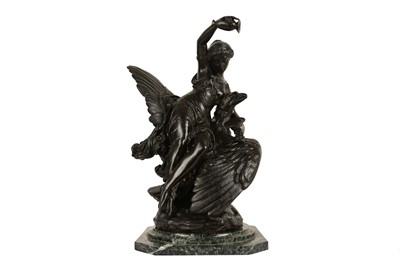 Lot 160 - LOUIS CHARLES HIPPOLYTE BUHOT (FRENCH, 1815-1865): A BRONZE MODEL OF HEBE AND JUPITER'S EAGLE