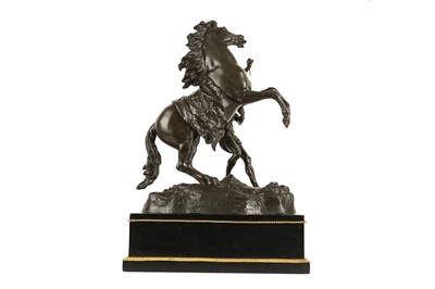 Lot 142 - A LARGE PAIR OF MID 19TH CENTURY FRENCH BRONZE MODELS OF THE MARLEY HORSES ON BOULLE STANDS