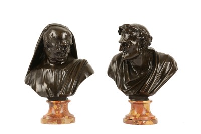 Lot 155 - A PAIR OF 19TH CENTURY GRAND TOUR BRONZE BUSTS OF ROMAN ORATORS