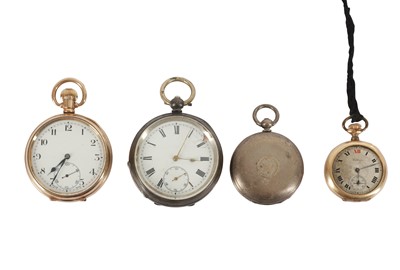 Lot 812 - AN AMERICAN 10K 20 YEARS GUARANTEE GOLD PLATED OPEN FACED POCKET WATCH BY THE DENNISON WATCH CASE COMPANY