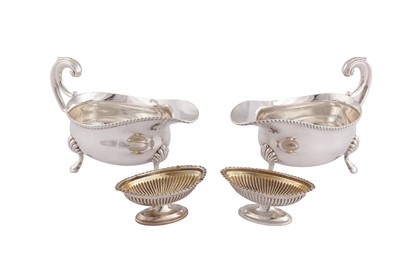 Lot 863 - A PAIR OF GEORGE V STERLING SILVER SAUCEBOATS, LONDON 1922 BY EDWARD BARNARD AND SONS