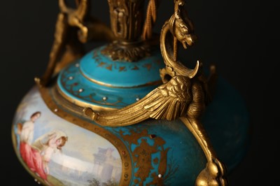 Lot 84 - A PAIR OF LATE 19TH CENTURY FRENCH SEVRES STYLE PORCELAIN LAMP BASES