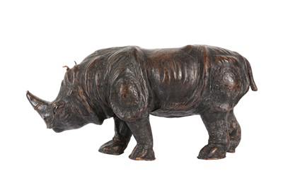 Lot 233 - A LEATHER COVERED MODEL OF A RHINOCEROS, PROBABLY LATE 19TH / EARLY 20TH CENTURY