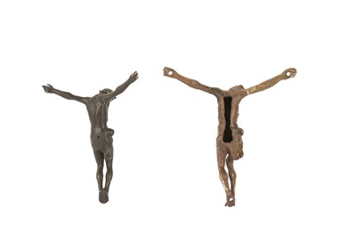 Lot 47 - AN 18TH / 19TH CENTURY BRONZE CORPUS CHRISTI TOGETHER WITH ANOTHER