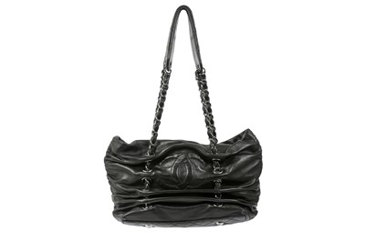 Lot 470 - Chanel Black Ruched CC Logo Small Shoulder Bag